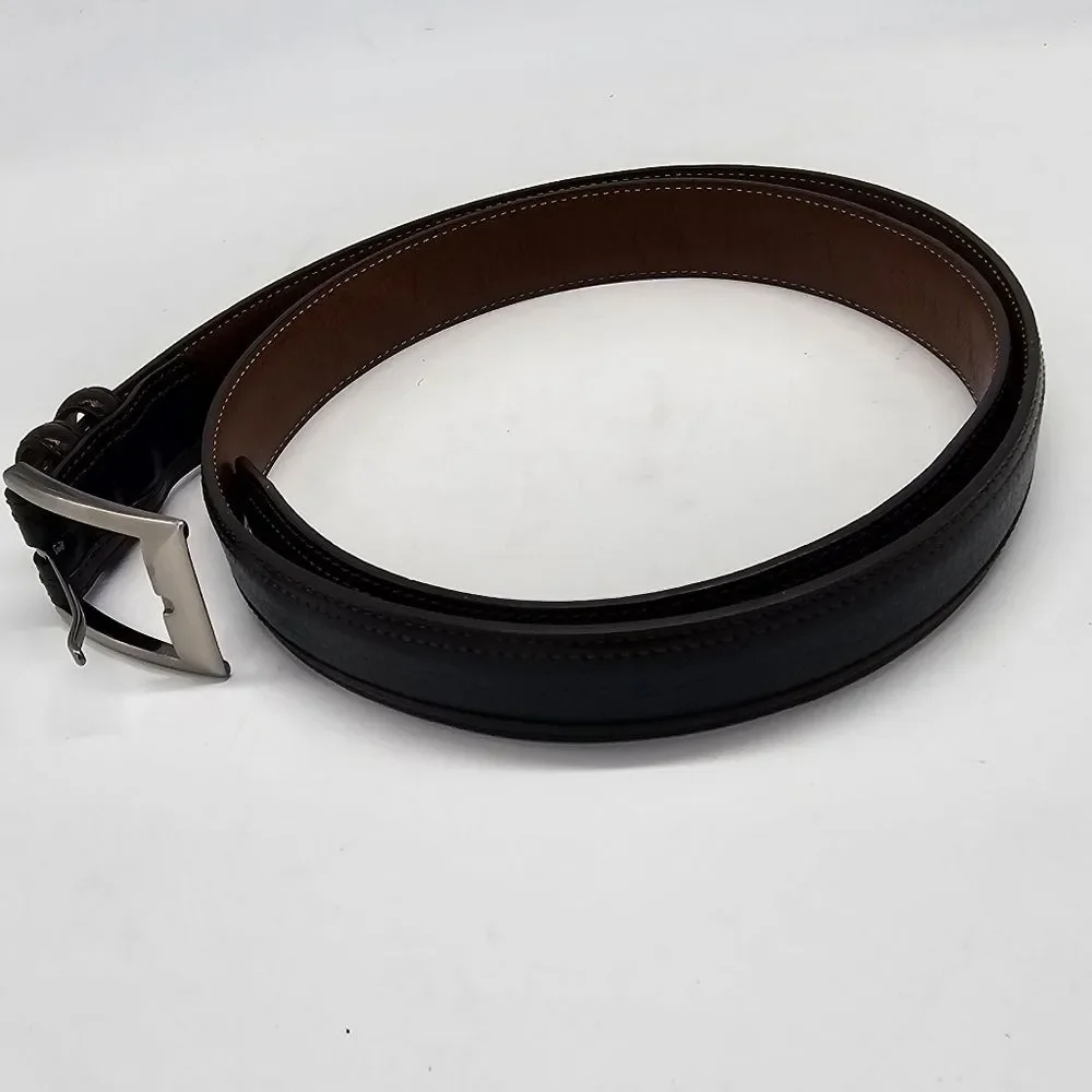 Johnston & Murphy Two Tone Black Brown Silver Tone Buckle Leather BELT Size 40